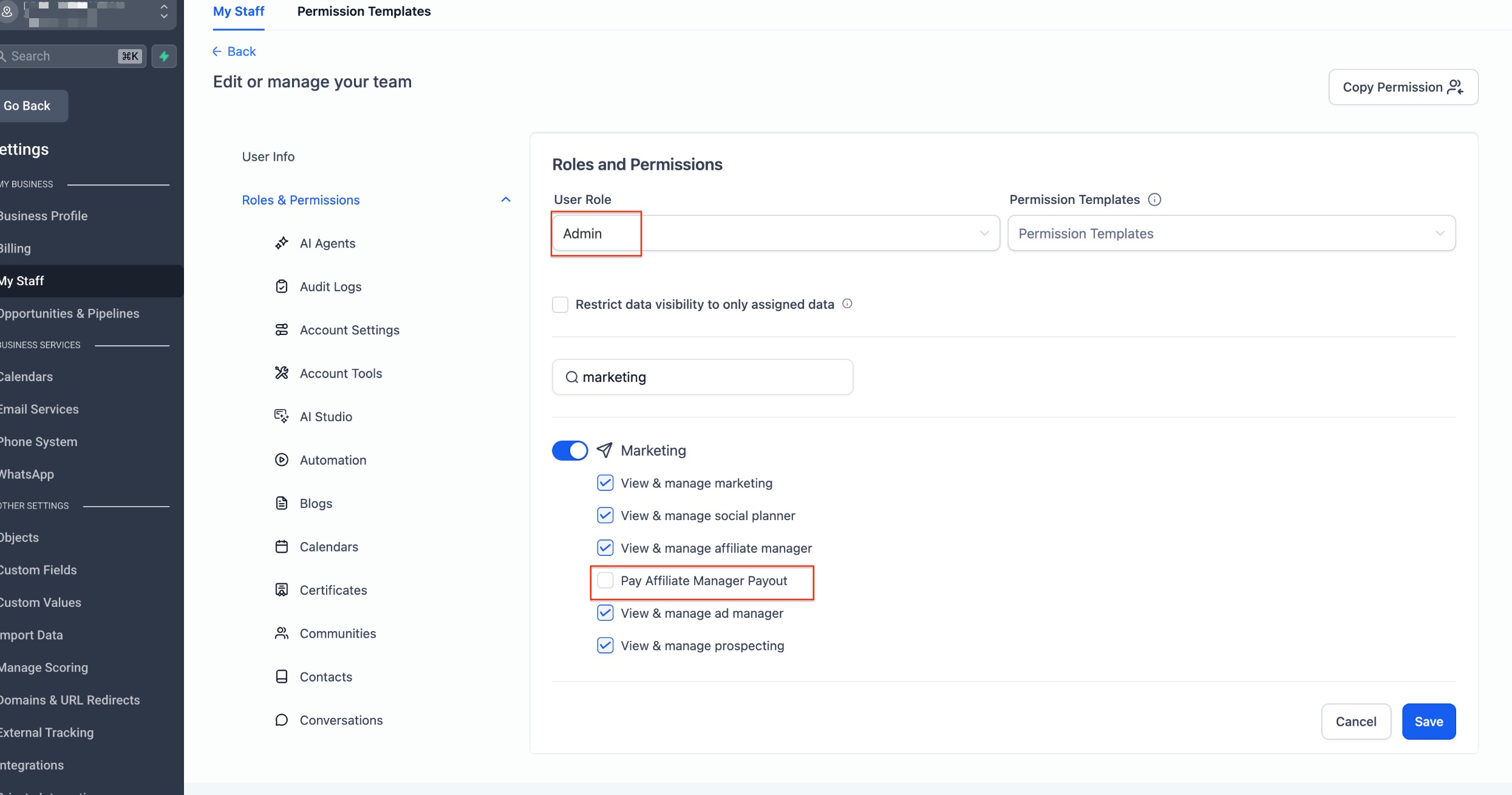 User Roles, Permissions, and Assigned Data – Step 4: Configure Module Access