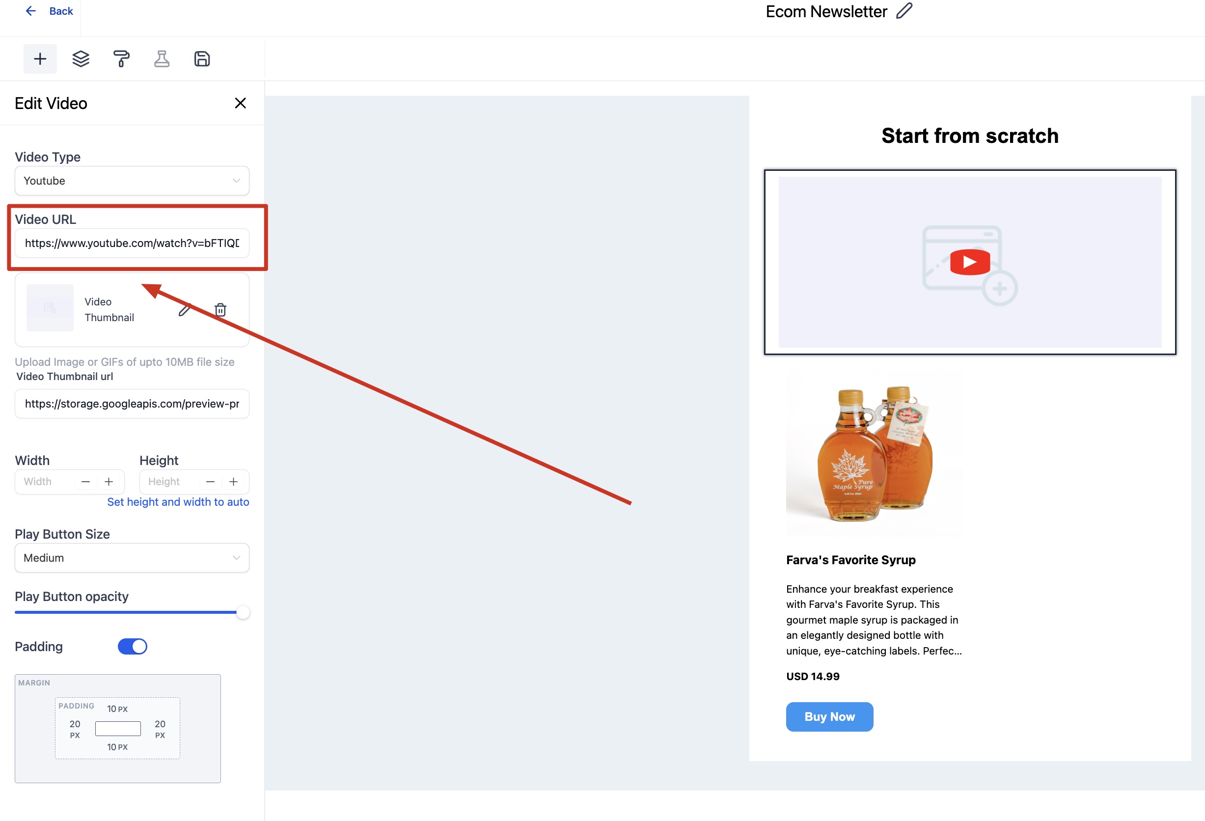 Video Element in Email Builder – Video Editor Configurations