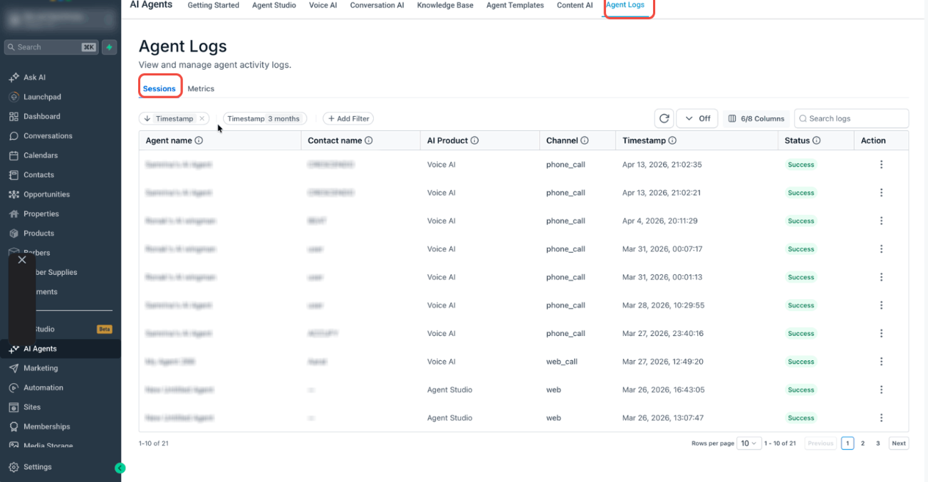 Voice AI Logs: Review & Debug Calls – Open Detailed Log View