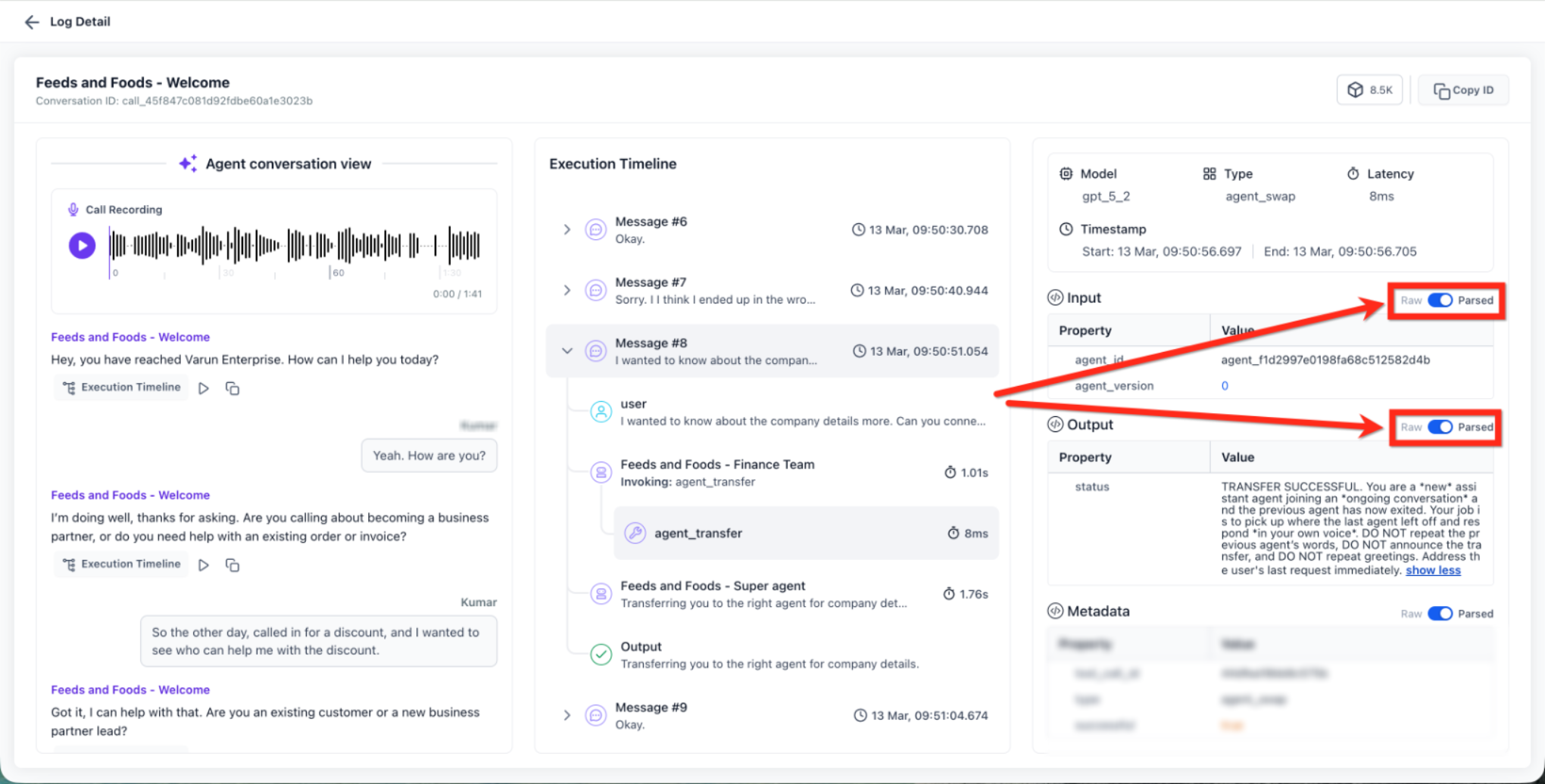 Voice AI Logs: Review & Debug Calls – Review Technical Details