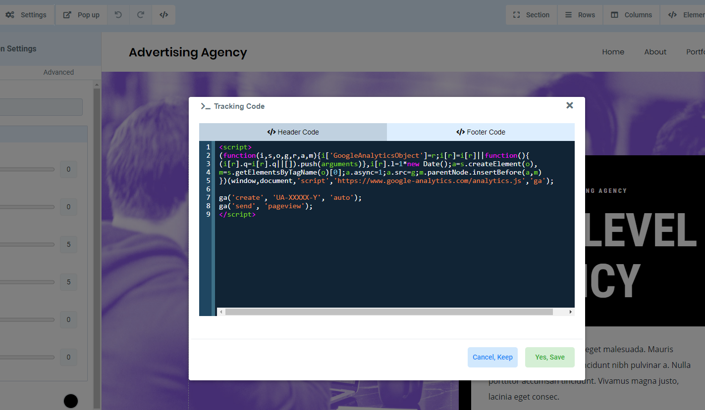 Why Tracking Code doesn’t get copied on copying a page? – Original page showing tracking code configured in the page-level Tracking Code editor