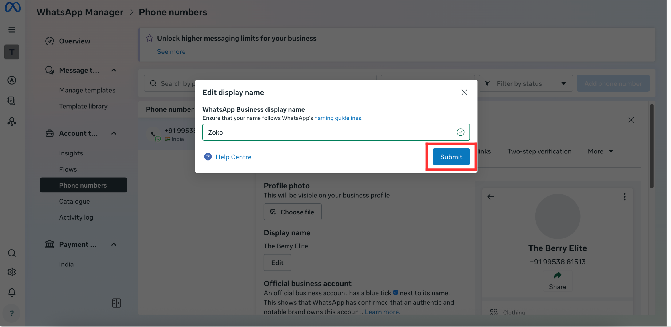 Why WhatsApp Display Name is Declined – Step 4: Enter the New Display Name