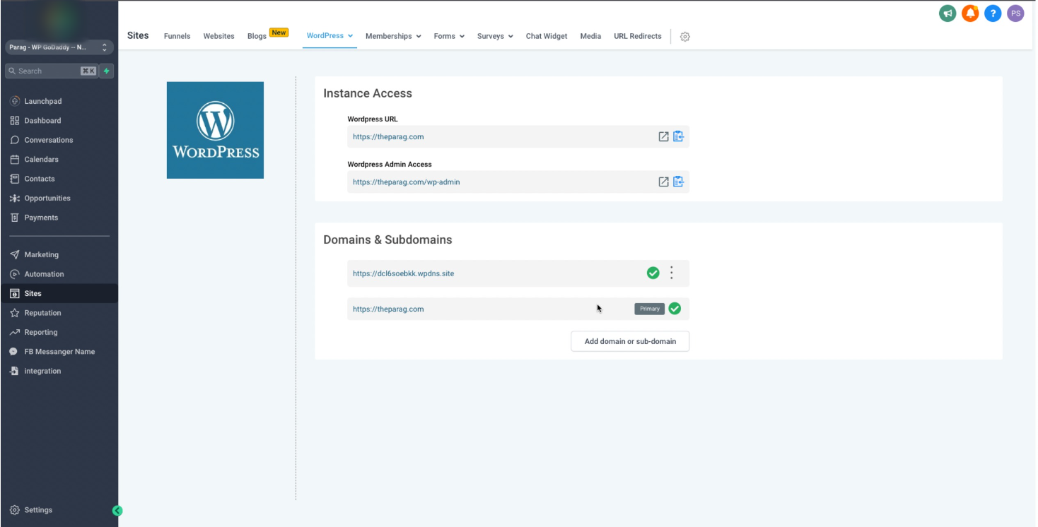 WordPress – Adding Domains for your site – a) Adding new Root domain as your Primary Domain: