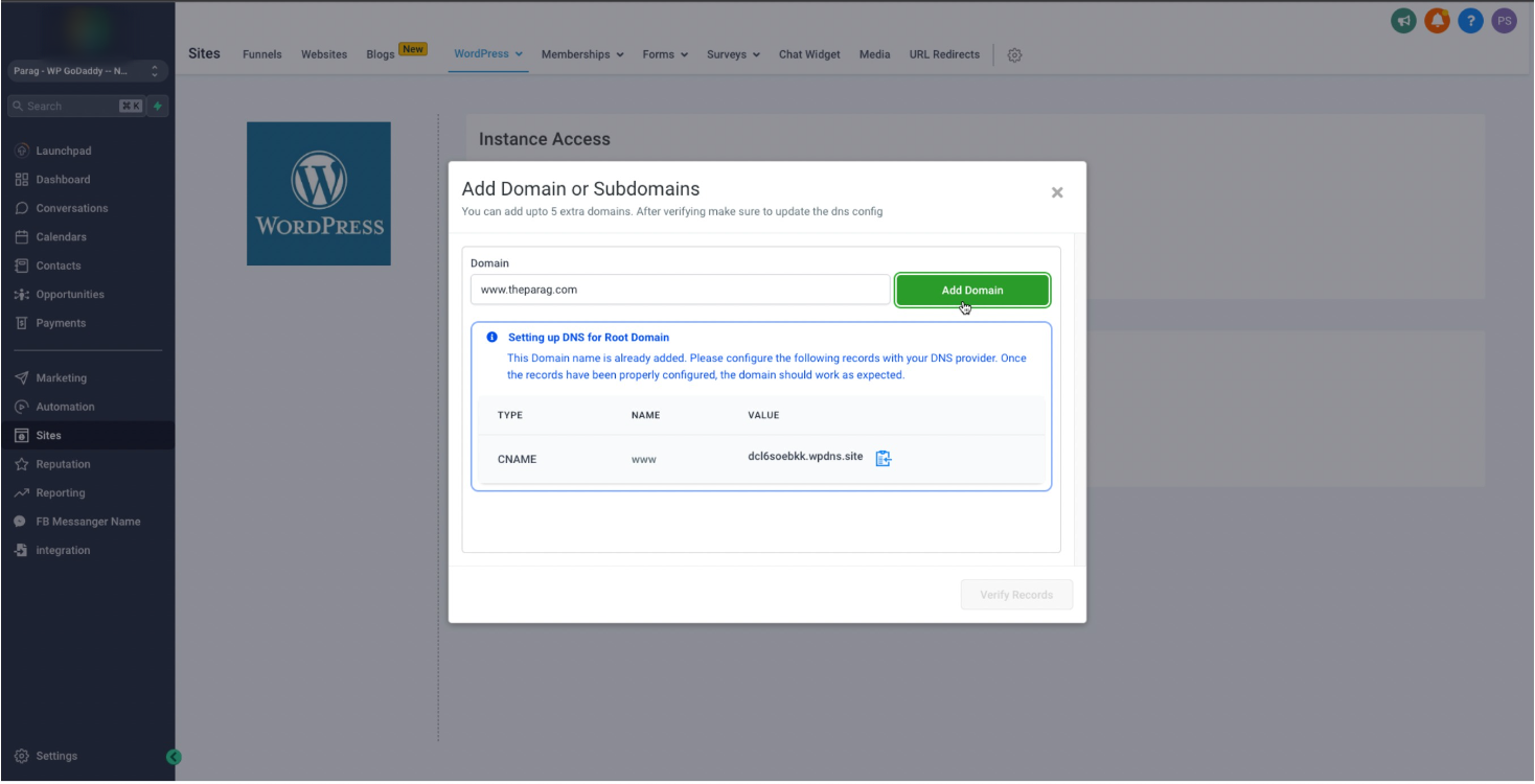 WordPress – Adding Domains for your site – b) Adding WWW domain as Primary for your WordPress site
