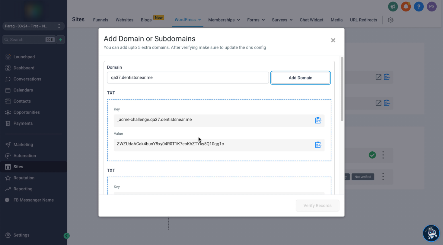 WordPress – Adding Domains for your site – c) Adding Sub-Domain to WP site: